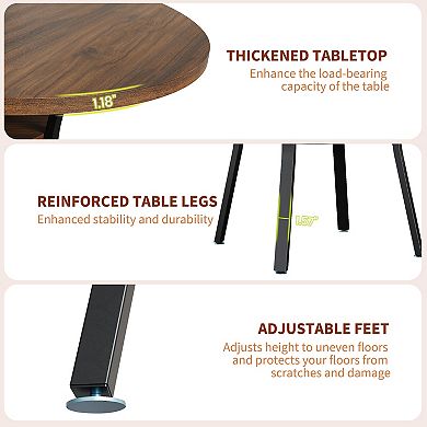 47'' Round Dining Table for 4-6 People, Farmhouse Kitchen Table, Round Dinner Table, Table Only