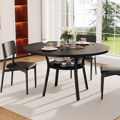 47'' Round Dining Table for 4-6 People, Farmhouse Kitchen Table, Round Dinner Table, Table Only