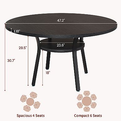 47'' Round Dining Table for 4-6 People, Farmhouse Kitchen Table, Round Dinner Table, Table Only