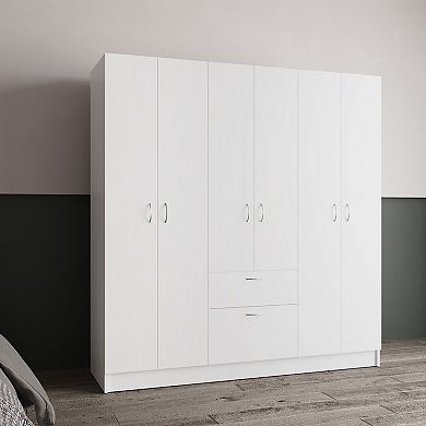 Kibo 6 Doors Armoire, White