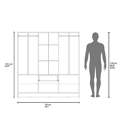 Kibo 6 Doors Armoire, White