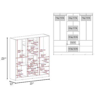 Kibo 6 Doors Armoire, White