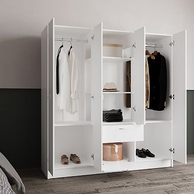 Kibo 6 Doors Armoire, White
