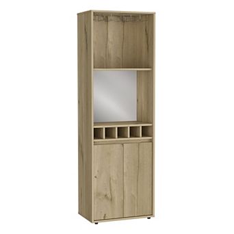 Dallas Bar Cabinet with Double Doors, Built-In Wine Rack, and Shelves