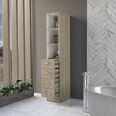 Magna Linen Cabinet, Three Shelves, Four Drawers