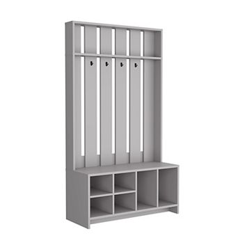 Norton Hall Tree with 7 Shelves, Matt Gray