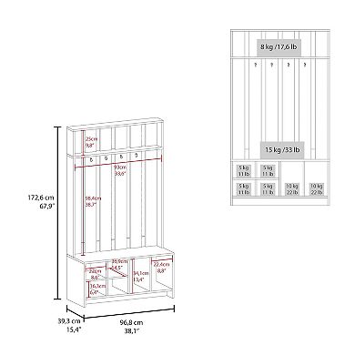 Norton Hall Tree with 7 Shelves, Matt Gray