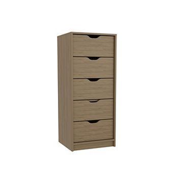 Houma 5 Drawers Narrow Dresser, Natural Oak