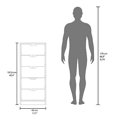 Houma 5 Drawers Narrow Dresser, Natural Oak