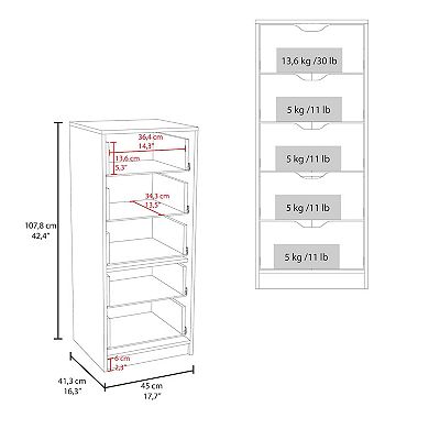 Houma 5 Drawers Narrow Dresser, Natural Oak