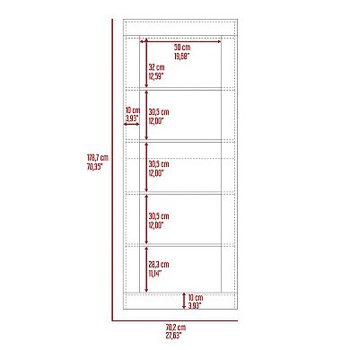 Poros Bookcase with Vertical Design and 5 Storage Shelves