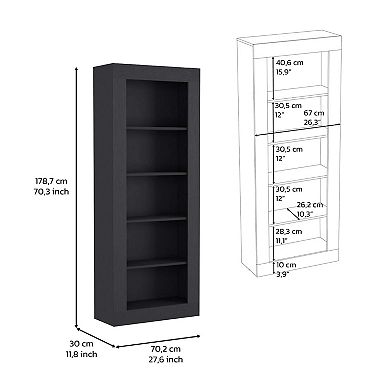 Poros Bookcase with Vertical Design and 5 Storage Shelves