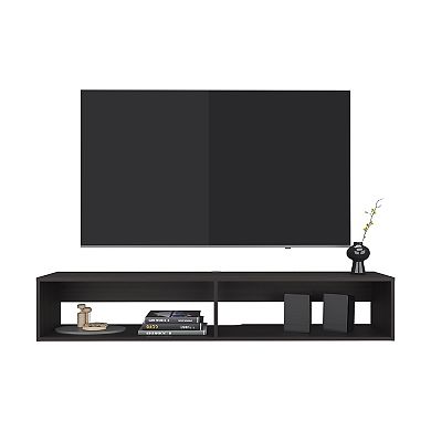 Lakes TV Stand with 2 Shelves, Black Wengue