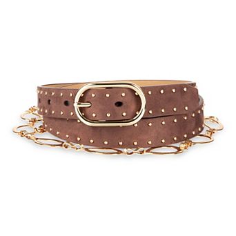 Women's LC Lauren Conrad 2-Pack Chain & Studded Strap Belt Set