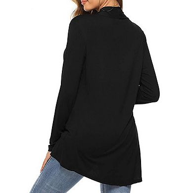 Women's Long Sleeve Open Front Cardigan Casual Loose Lightweight Cardigans with Pockets