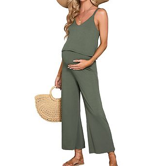 Women's Maternity 1 pc Jumpsuit V Neck Sleeveless Straps Wide Leg Romper