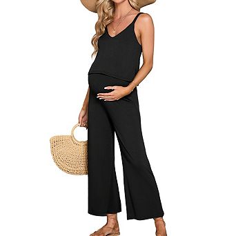 Women's Maternity 1 pc Jumpsuit V Neck Sleeveless Straps Wide Leg Romper