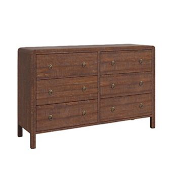 6 Drawer Dresser, Chest of Drawer, Wooden Bedroom Drawer Dresser with Metal Handle
