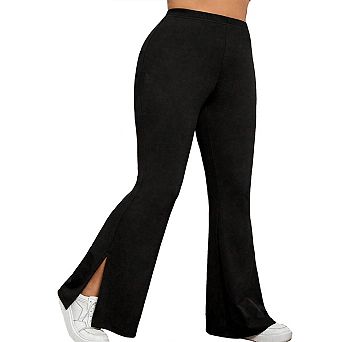 Plus Size Pants for Women Long Flared Oversized Boot Cut Leggings Bell-Bottoms Basic Tight Pants
