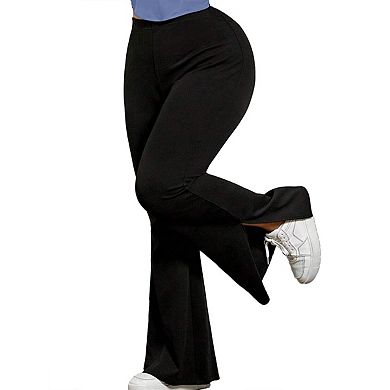 Plus Size Pants for Women Long Flared Oversized Boot Cut Leggings Bell-Bottoms Basic Tight Pants