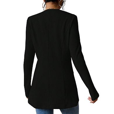 Womens Blazer Business Casual Long Sleeve Button Front Slim Work Office Suit Jackets