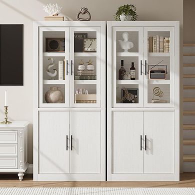 IDEALHOUSE 70” Tall Farmhouse Pantry Cabinet with 4 Doors & Adjustable Shelves