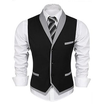 COOFANDY Men's Suit Vest Slim Fit Business Wedding Vests Dress Waistcoat