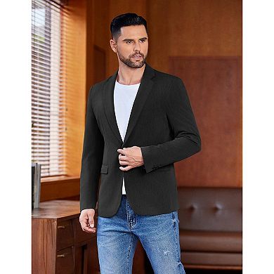 COOFANDY Mens One Button Sport Coat Slim Fit Suit Jacket for Wedding Party Dinner
