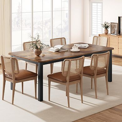 ANIXOL Modern Rectangular Dining Table, Metal Frame (Seats 6-8)
