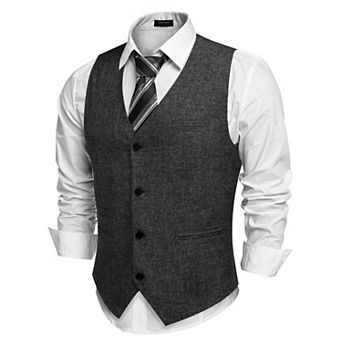 COOFANDY Men's Casual Business Vests Lightweight Waistcoat Slim Fit Suit Vest