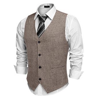 COOFANDY Men's Casual Business Vests Lightweight Waistcoat Slim Fit Suit Vest