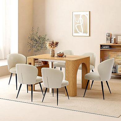 ANIXOL Modern Faux Leather Dining Chairs, Set of 2 with Steel Legs