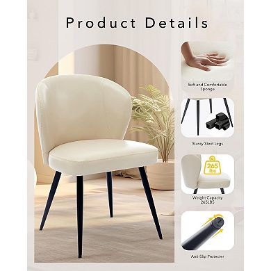 ANIXOL Modern Faux Leather Dining Chairs, Set of 2 with Steel Legs