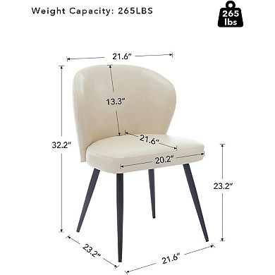 ANIXOL Modern Faux Leather Dining Chairs, Set of 2 with Steel Legs