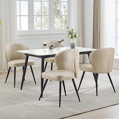 ANIXOL Modern Faux Leather Dining Chairs, Set of 2 with Steel Legs