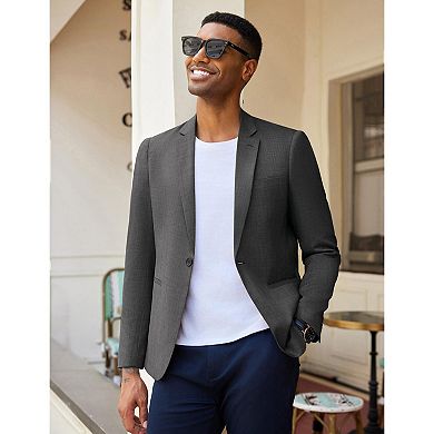 COOFANDY Men's Linen Cotton Casual Dress One Button Slim Fit Classic Lightweight Suit Jacket