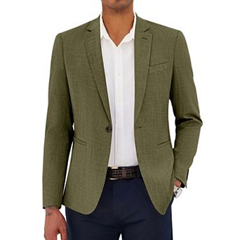 COOFANDY Men's Linen Cotton Casual Dress One Button Slim Fit Classic Lightweight Suit Jacket