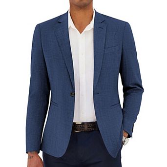 COOFANDY Men's Linen Cotton Casual Dress One Button Slim Fit Classic Lightweight Suit Jacket