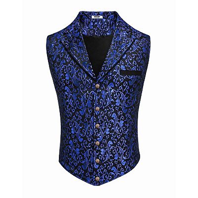 COOFANDY Men's Suit Vest Jacquard Victorian Formal Waistcoat