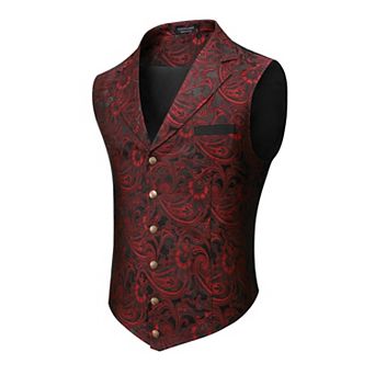 COOFANDY Men's Suit Vest Jacquard Victorian Formal Waistcoat Tuxedo Vests for Prom Wedding Party