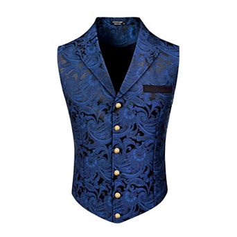 COOFANDY Men's Suit Vest Jacquard Victorian Formal Waistcoat Tuxedo Vests for Prom Wedding Party