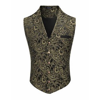 COOFANDY Men's Suit Vest Jacquard Victorian Formal Waistcoat Tuxedo Vests for Prom Wedding Party