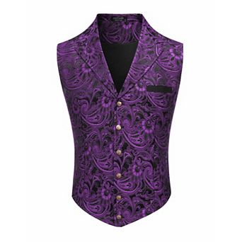 COOFANDY Men's Suit Vest Jacquard Victorian Formal Waistcoat Tuxedo Vests for Prom Wedding Party