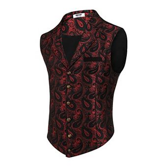 COOFANDY Men's Suit Vest Jacquard Victorian Formal Waistcoat Tuxedo Vests for Prom Wedding Party