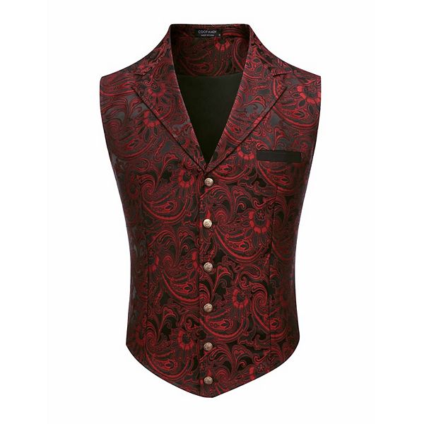 COOFANDY Men's Suit Vest Jacquard Victorian Formal Waistcoat