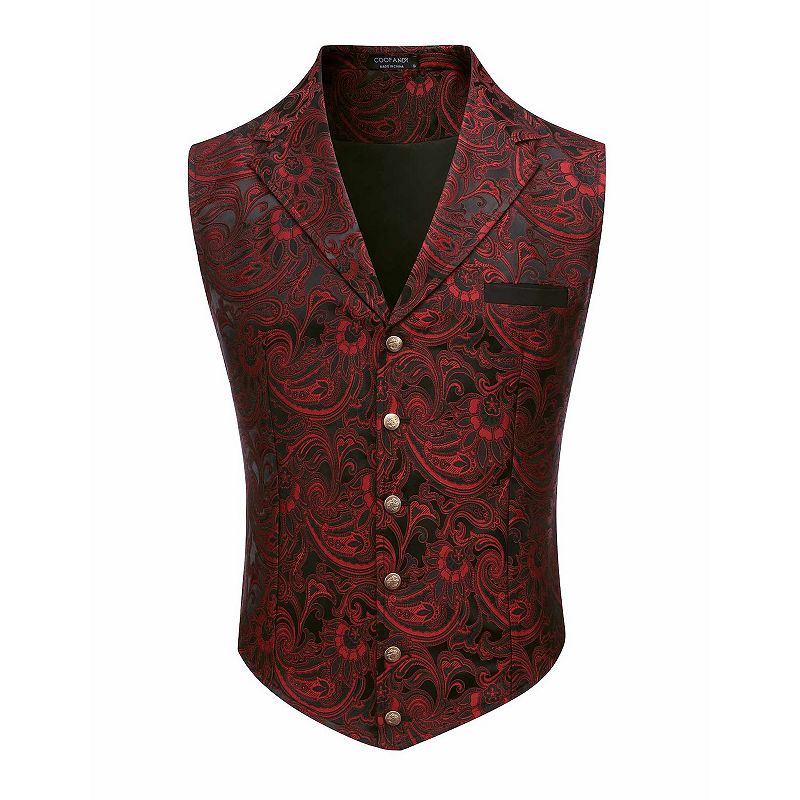 mens dress vests COOFANDY Men's Suit Vest Jacquard Victorian Formal Waistcoat Tuxedo for Prom Wedding Party Marvin Crochet Mini Skirt Color:Ditsy Blue Floral Printed Wedding Whether its a cozy
