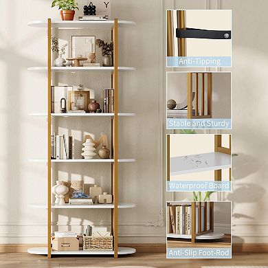 ANIXOL 6-Tier Industrial Tall Bookshelf