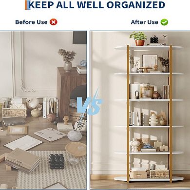 ANIXOL 6-Tier Industrial Tall Bookshelf