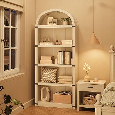 ANIXOL 72" High Arched 5-Shelf Bookcase with Metal Corner Protection
