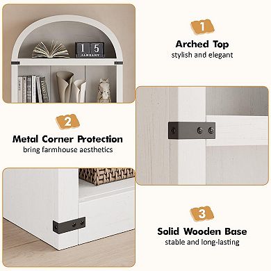 ANIXOL 72" High Arched 5-Shelf Bookcase with Metal Corner Protection